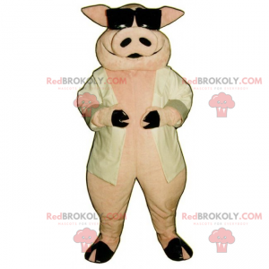 Mascote porco e óculos escuros - Redbrokoly.com