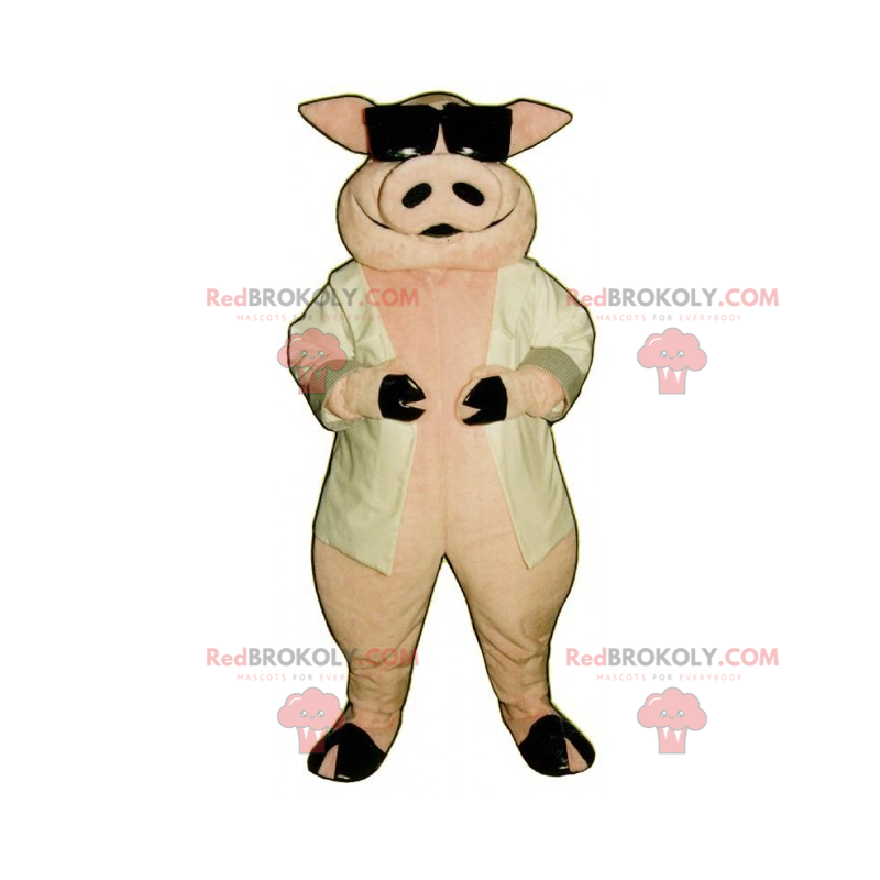 Mascotte de cochon et lunettes noires - Redbrokoly.com