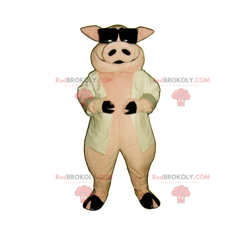 Schweinemaskottchen und dunkle Brille - Redbrokoly.com