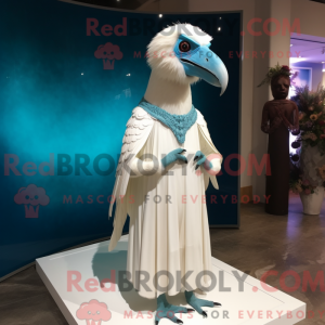 Cyan Vulture mascot costume...