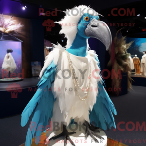Cyan Vulture mascot costume...
