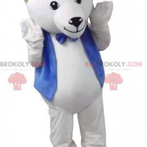 Mascote do urso polar com colete e gravata borboleta -