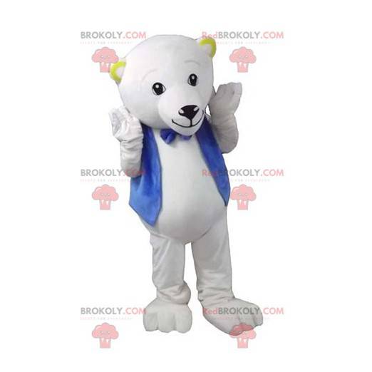 Polar bear mascot with a vest and a bow tie - Redbrokoly.com