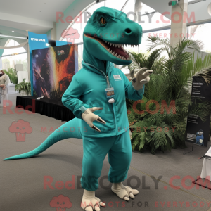 Teal Allosaurus mascot...