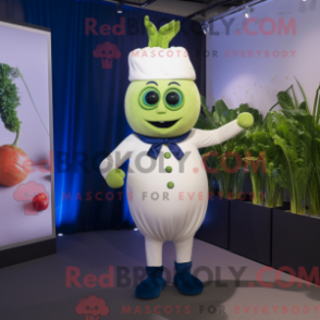 Fantasia de mascote de rabanete azul-marinho com legging e abotoaduras - Mascotes de rabanete - REBROKO_249631 - RedBrokoly.com