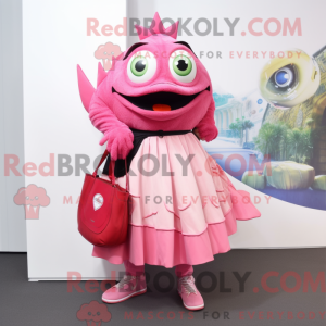 Pink Piranha maskot kostume...