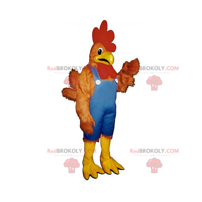 Mascotte de coq en salopette - Redbrokoly.com