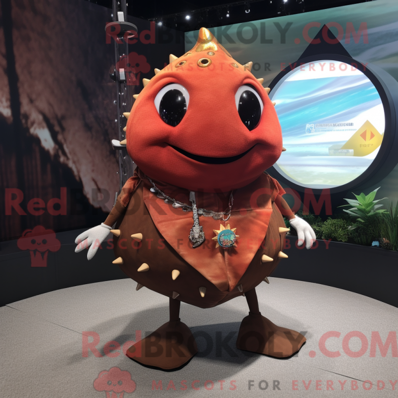 Rust Stingray mascot costume character dressed with a Mini Skirt and ...