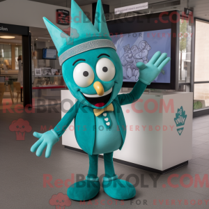 Teal King maskotdraktfigur...