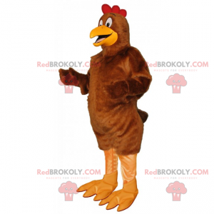 Brown rooster mascot with red crest - Redbrokoly.com