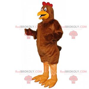 Brun hane maskot med rød topp - Redbrokoly.com