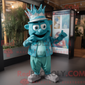 Fantasia de mascote de rei turquesa com macacão e bonés - Rei mascotes - REBROKO_249714 - RedBrokoly.com
