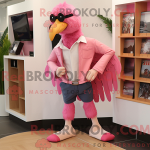 Pink Vulture maskot kostume...