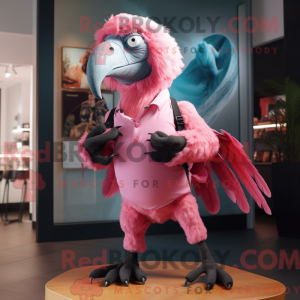 Pink Vulture maskot kostume...