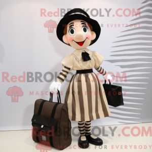 Tan Mime maskot kostume...