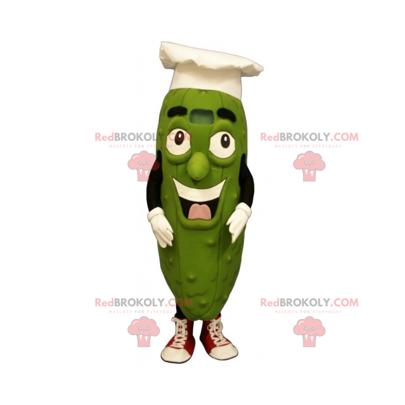 Mascota de pepinillo con gorro de cocinero - Redbrokoly.com