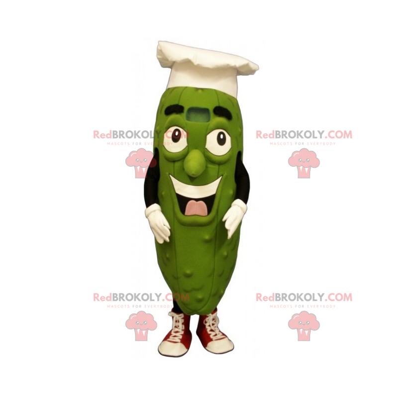 Mascote de pickle com chapéu de chef - Redbrokoly.com