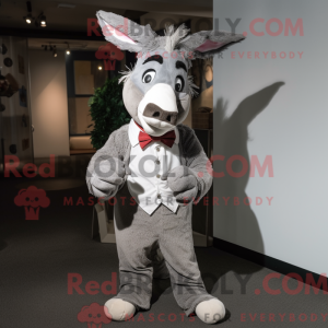 Sølv æsel maskot kostume...
