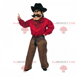 Cowboy maskot med röd skjorta - Redbrokoly.com