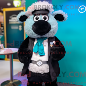 Teal Suffolk Sheep mascot...