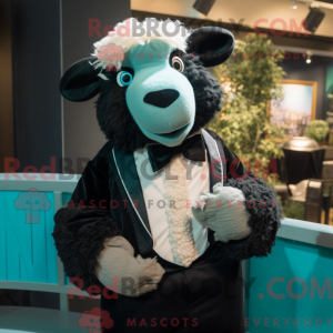 Teal Suffolk Sheep mascot...