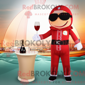 Rød champagne maskot...