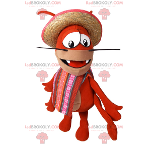 Mascotte de crabe avec poncho et chapeau - Redbrokoly.com