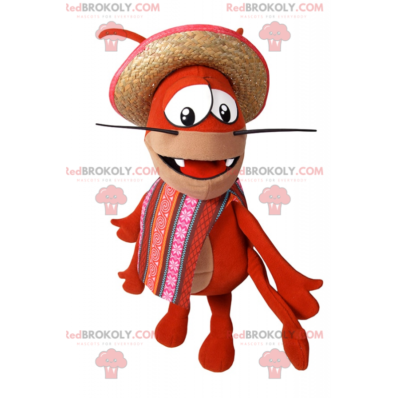 Krabbenmaskottchen mit Poncho und Hut - Redbrokoly.com