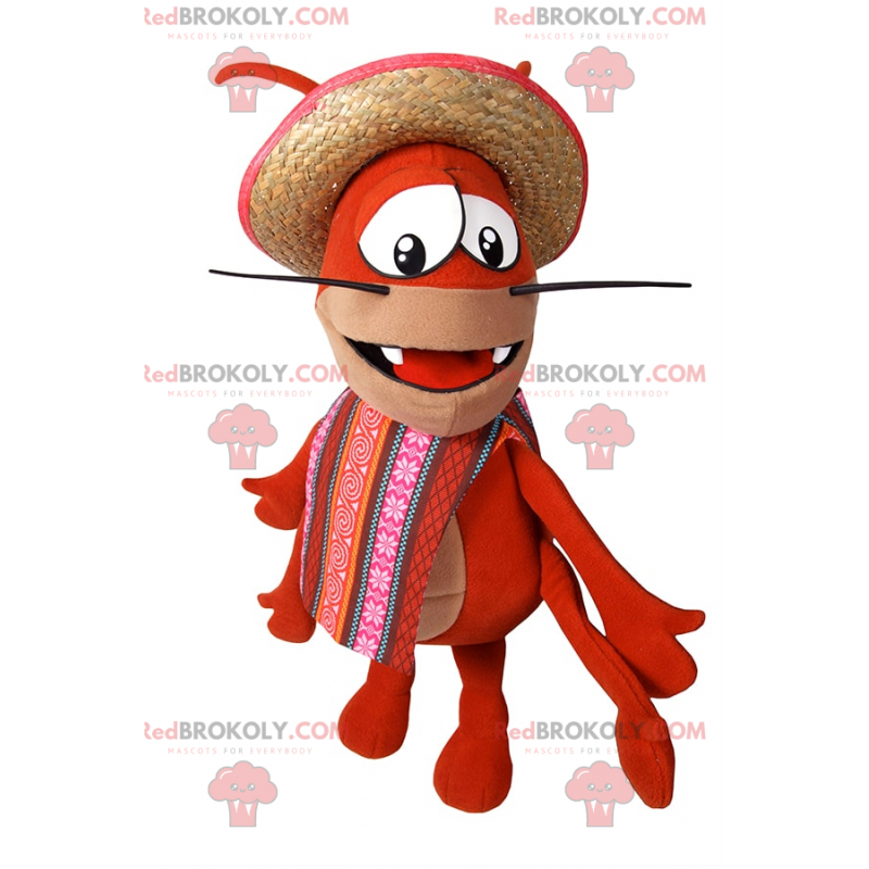 Mascota de cangrejo con poncho y sombrero - Redbrokoly.com