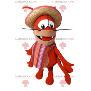 Mascote caranguejo com poncho e chapéu - Redbrokoly.com