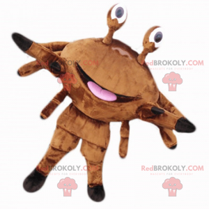 Hnědý krab maskot se širokým úsměvem - Redbrokoly.com