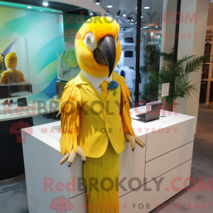 Gul Macaw maskot kostume...