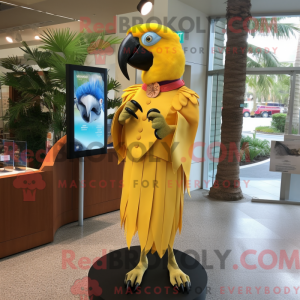 Gul Macaw maskot kostume...