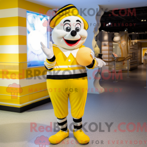 Geel Mime-mascottekostuum...