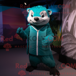 Teal Badger mascottekostuum...