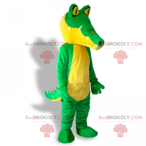Krokodille maskot med gule øjne - Redbrokoly.com