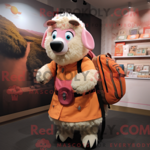 Peach Suffolk Sheep mascot...