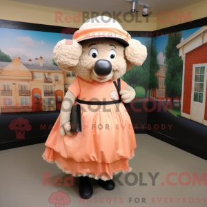 Peach Suffolk Sheep maskot...