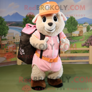 Peach Suffolk Sheep maskot...