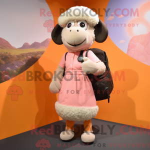 Peach Suffolk Sheep mascot...
