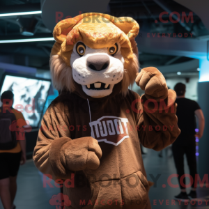 Brun sabeltand tiger maskot...