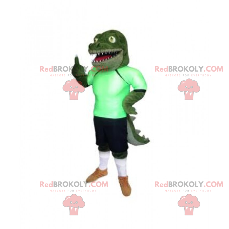 Mascotte de crocodile en tenue de soccer - Redbrokoly.com