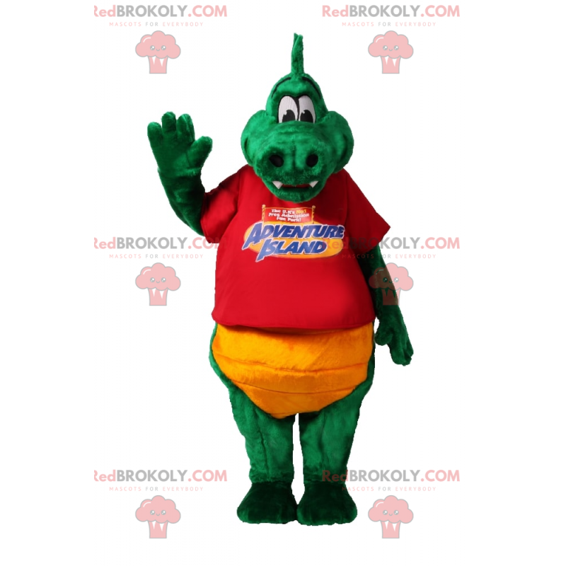 Mascotte de crocodile vert avec un teeshirt rouge - Mascotte de crocodile vert avec un teeshirt rouge -