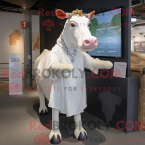 Hvid Guernsey Cow maskot...