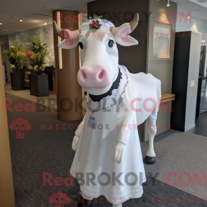 Hvid Guernsey Cow maskot...