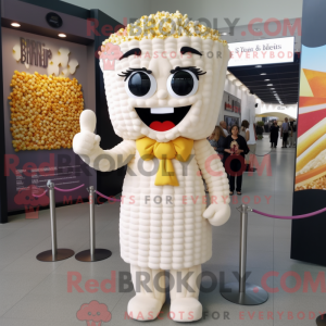 Hvid Pop Corn maskot...