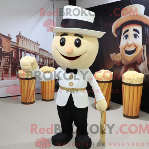 Hvid Pop Corn maskot...