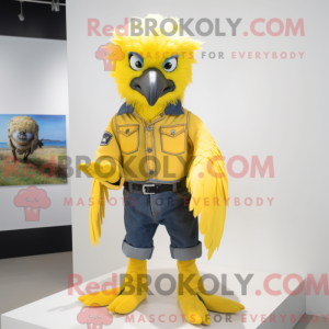 Geel Havik-mascottekostuum...