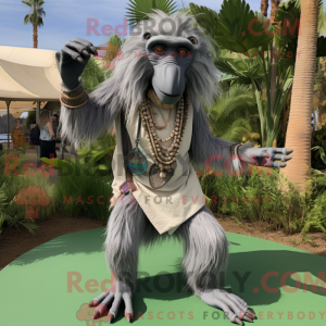Grå bavian maskot kostume...