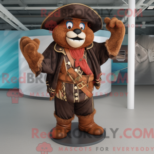 Brun Pirat maskot kostume...